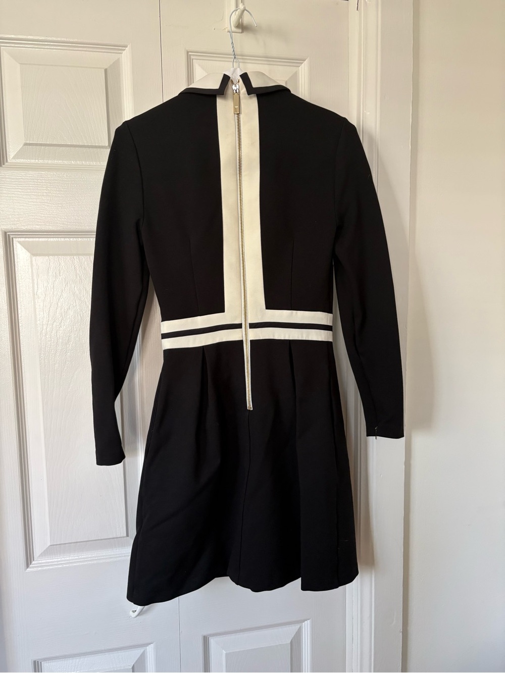 Ted Baker London Black and White Long-Sleeve Polo Dress - Picture 3 of 4